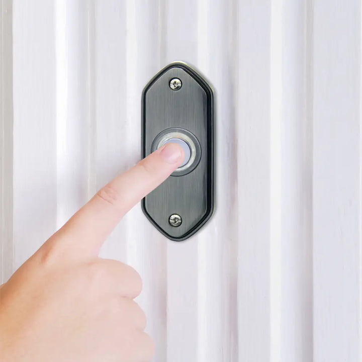 IQ America DP1212A Wired Doorbell Pewter Contemporary Lighted Pushbutton Doorbell - door bell