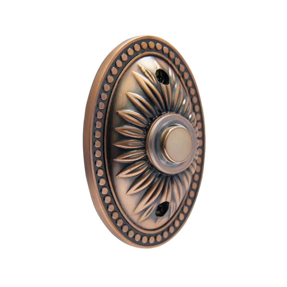 IQ America DP1230A Over-sized Wired Doorbell Antique Copper Bronze Lighted Pushbutton Doorbell - Door bell