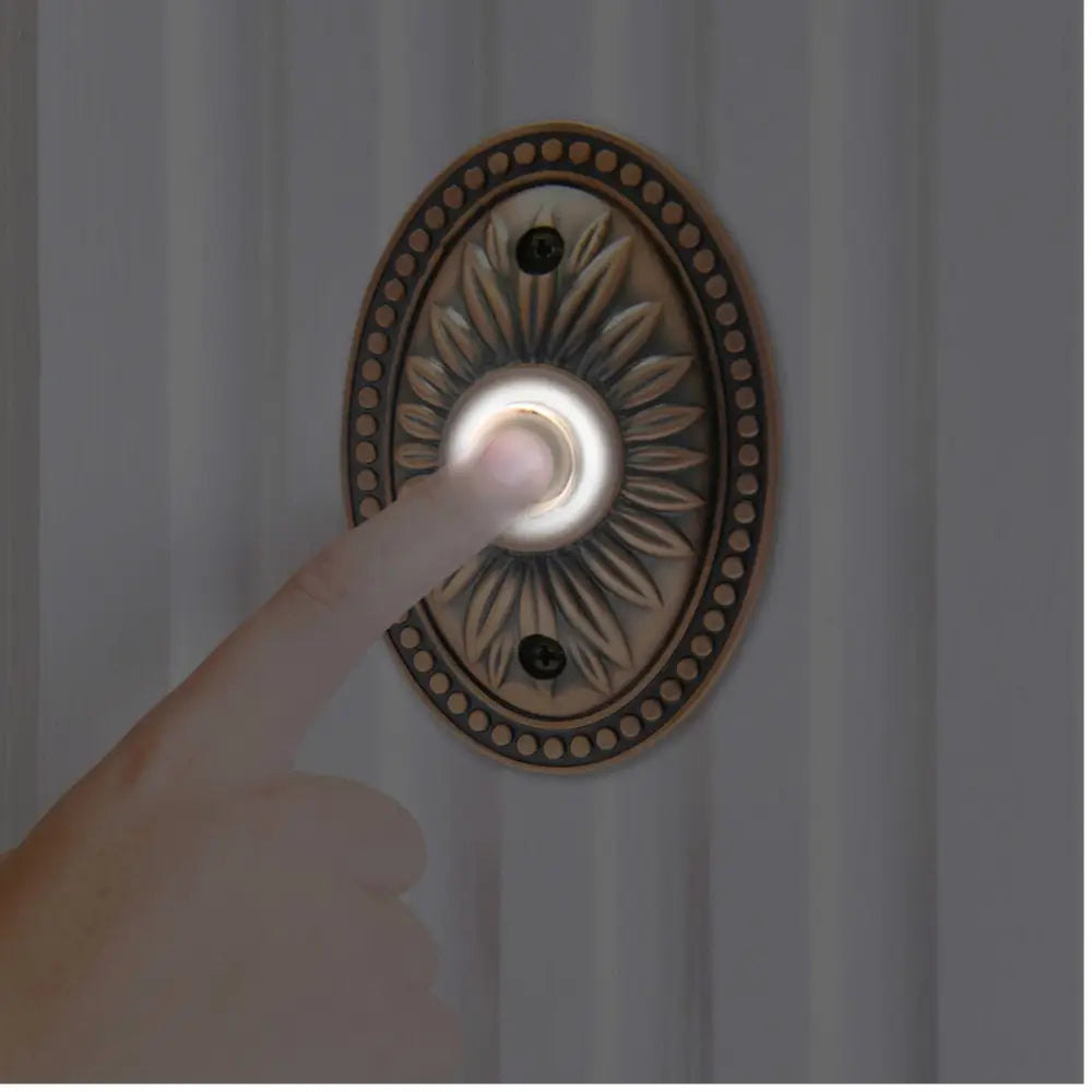 IQ America DP1230A Over-sized Wired Doorbell Antique Copper Bronze Lighted Pushbutton Doorbell - Door bell