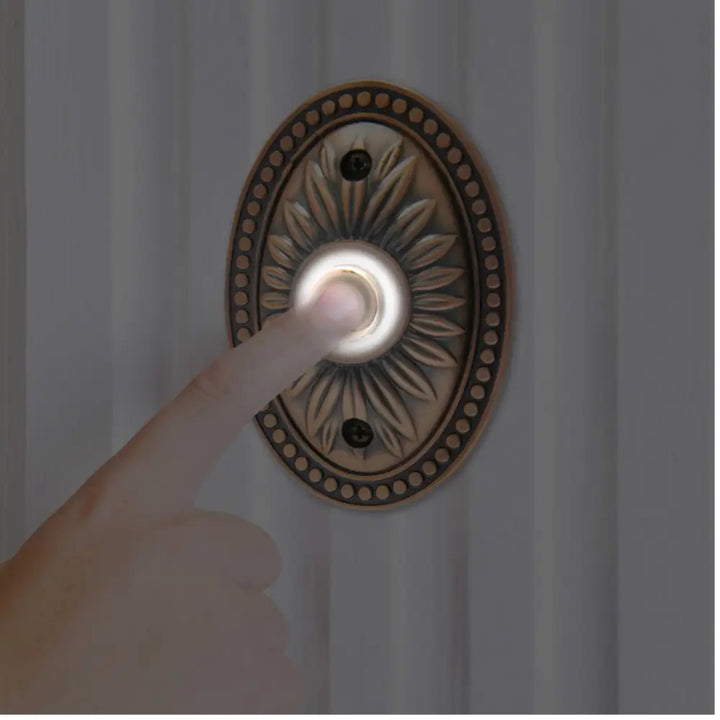 IQ America DP1230A Over-sized Wired Doorbell Antique Copper Bronze Lighted Pushbutton Doorbell - Door bell