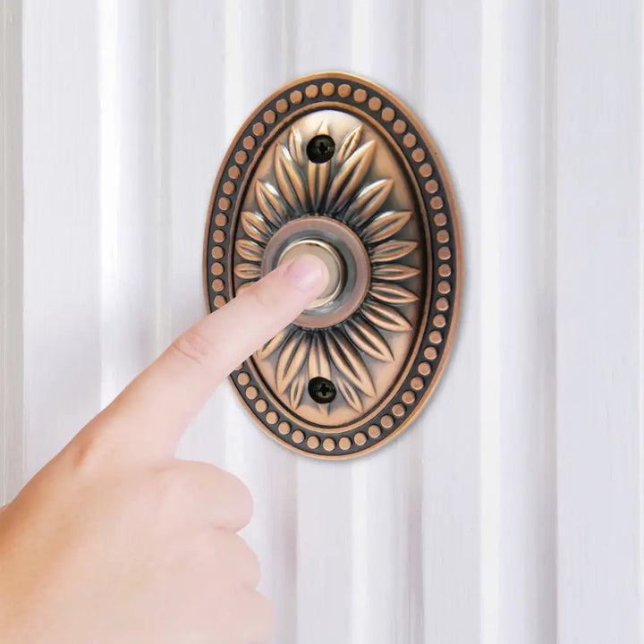 IQ America DP1230A Over-sized Wired Doorbell Antique Copper Bronze Lighted Pushbutton Doorbell - Door bell