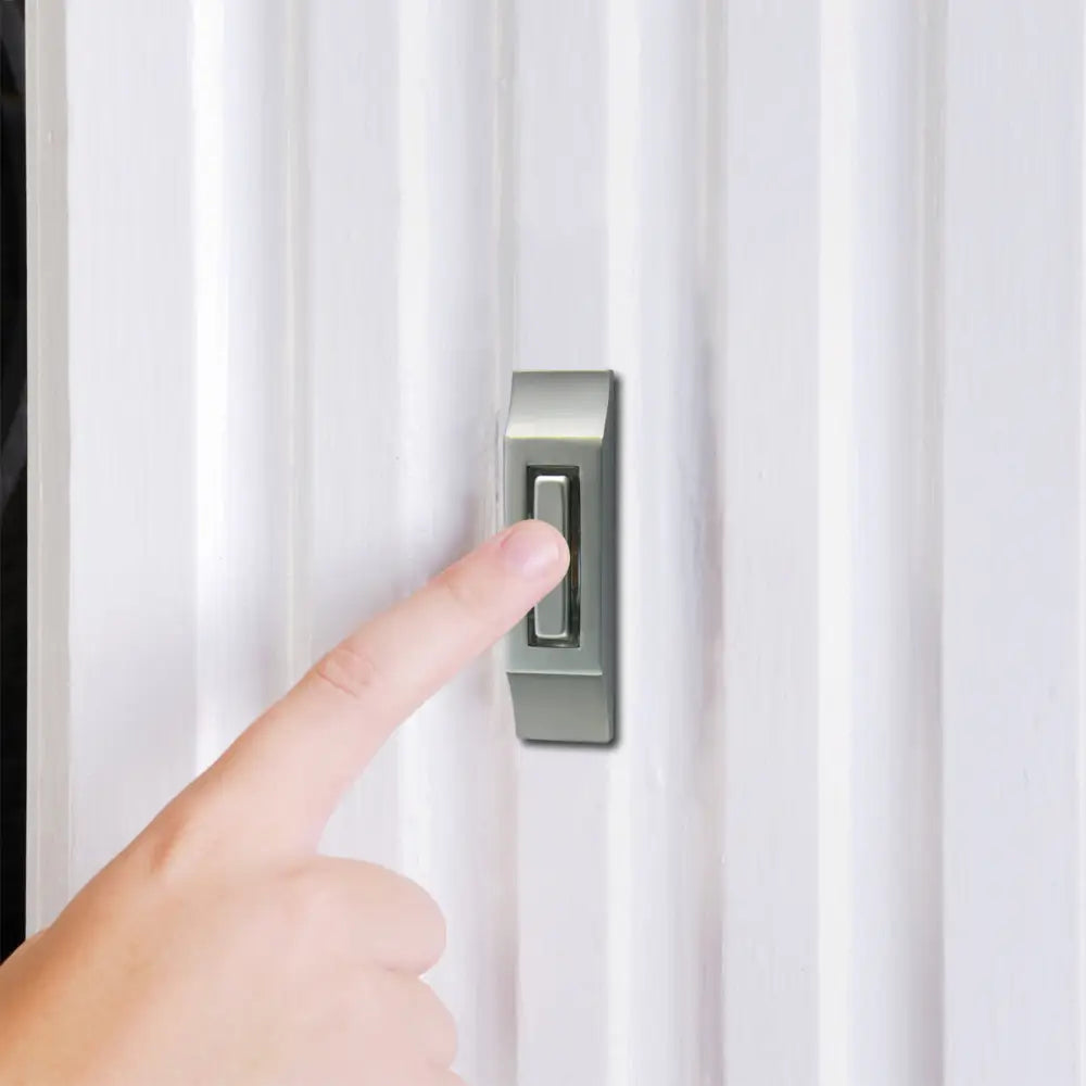 IQ America DP1234A Contemporary Wired Doorbell Satin Nickel Lighted Pushbutton Doorbell - door bells