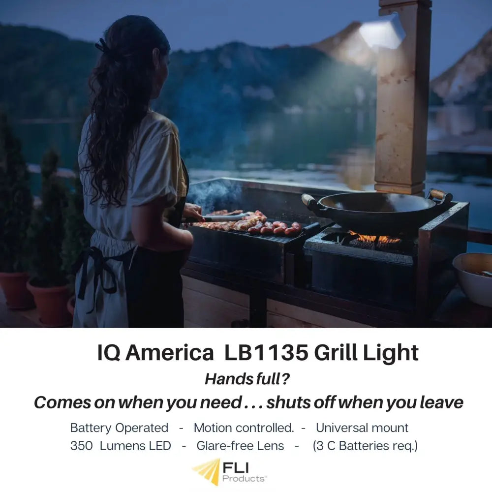 IQ America LB1135WH Battery-Powered LED Motion Security Sensor Flood Light 350 Lumens Universal Mount Closet Shed