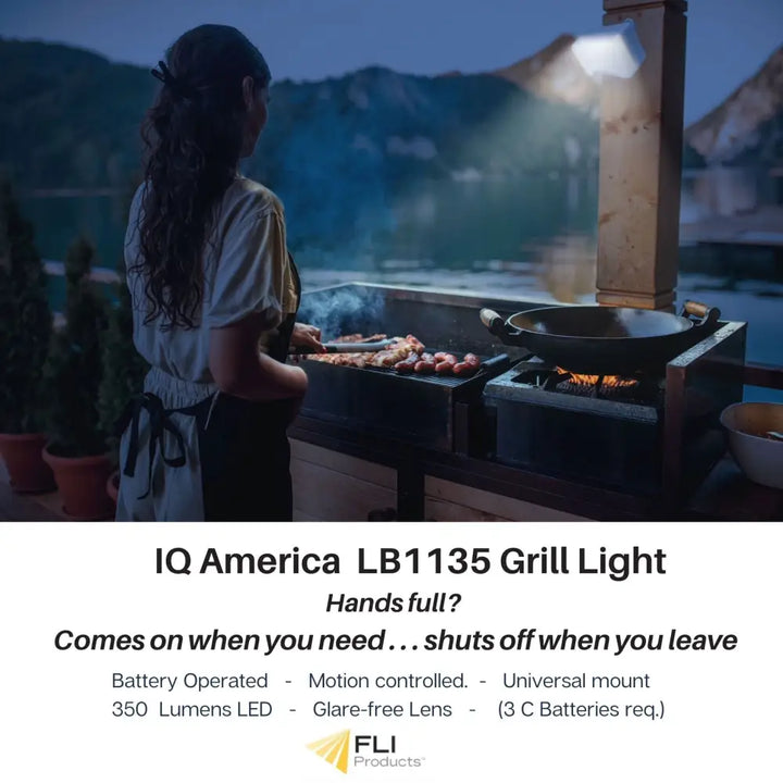 IQ America LB1135WH Battery-Powered LED Motion Security Sensor Flood Light 350 Lumens Universal Mount Closet Shed