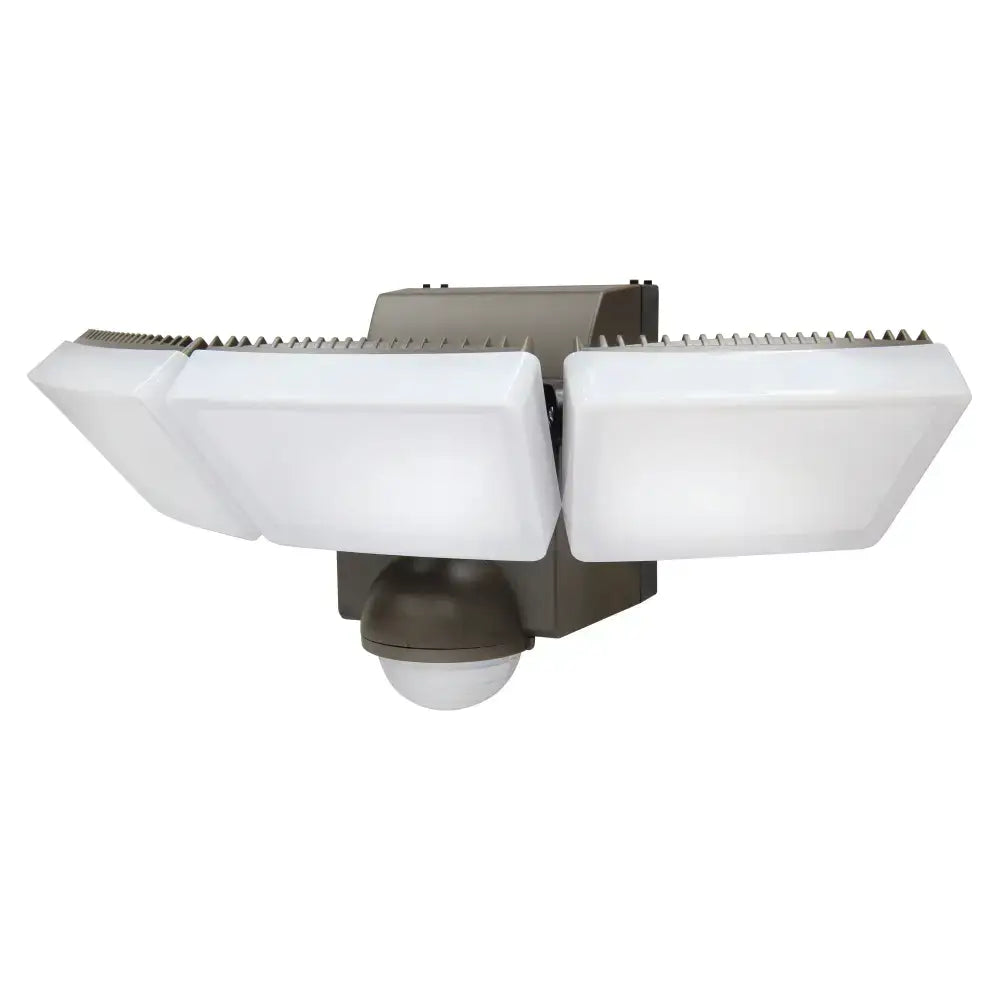 IQ America battery powered motion security light with brown spotlight and 3 frosted panels