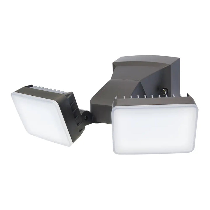 Black iq america led dusk to dawn security flood light with dual rectangular white led panels and weatherproof housing