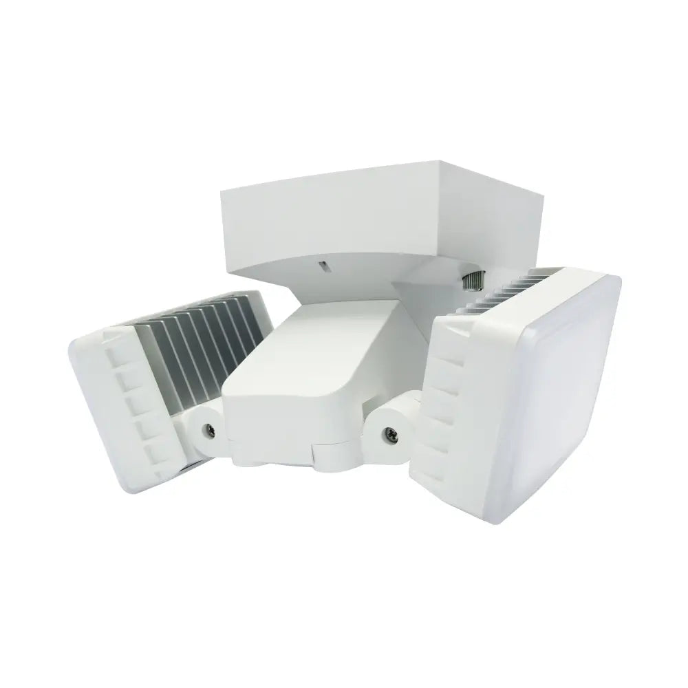 Iq america white plastic led wall mount weatherproof commercial security flood light with square body and ribbed side panels