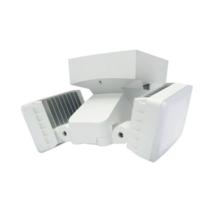 Iq america white plastic led wall mount weatherproof commercial security flood light with square body and ribbed side panels