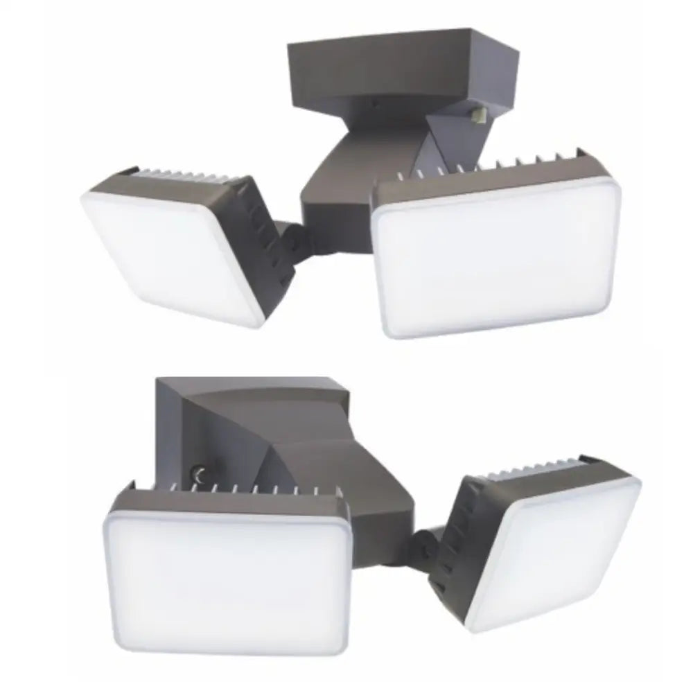 Black iq america dusk to dawn security flood light with two white led panels wall mount weatherproof commercial use