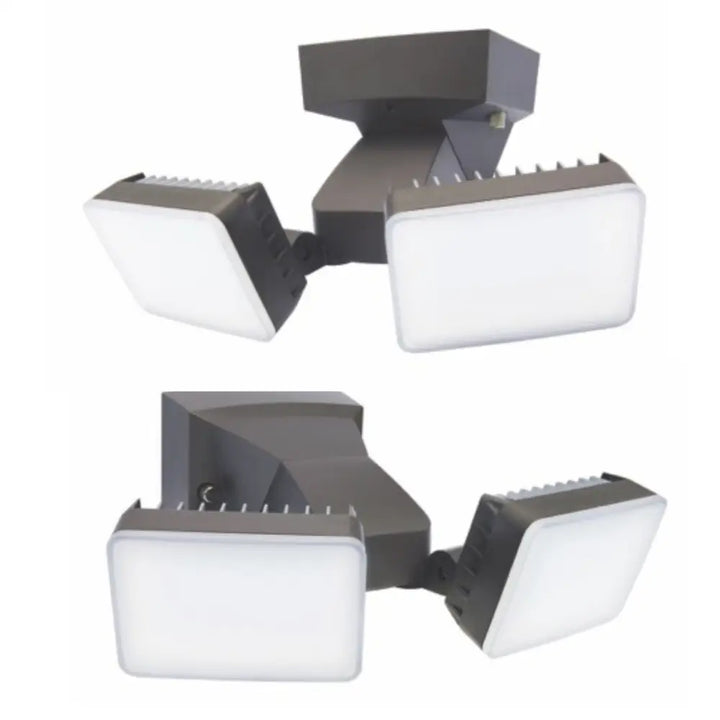 Black iq america dusk to dawn security flood light with two white led panels wall mount weatherproof commercial use