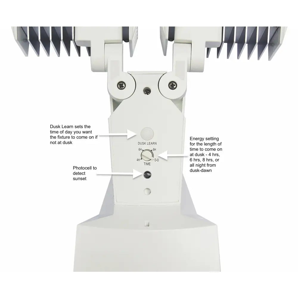White plastic iq america led dusk to dawn security flood light with adjustable settings wall mount weatherproof commercial