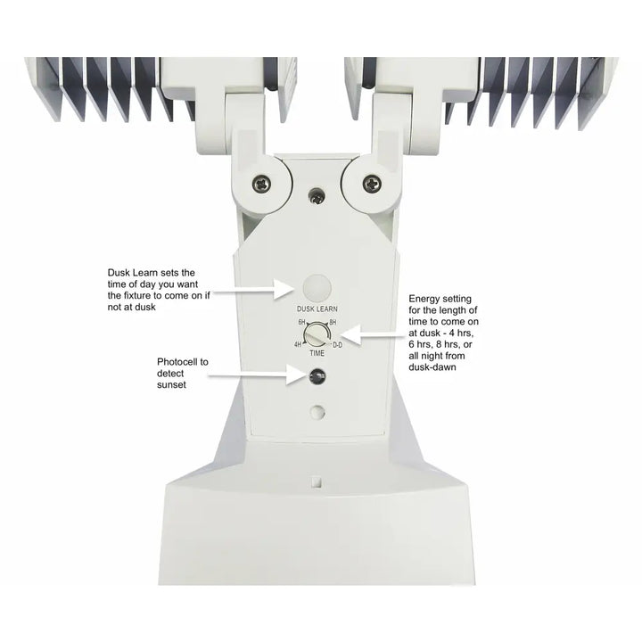 White plastic iq america led dusk to dawn security flood light with adjustable settings wall mount weatherproof commercial