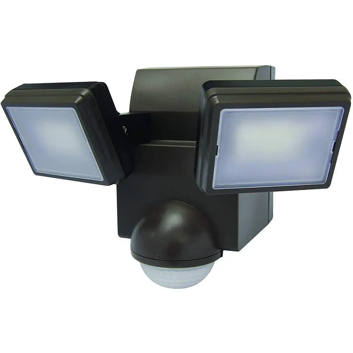 Brown iq america battery operated motion security flood light with two adjustable led floodlights and motion sensor
