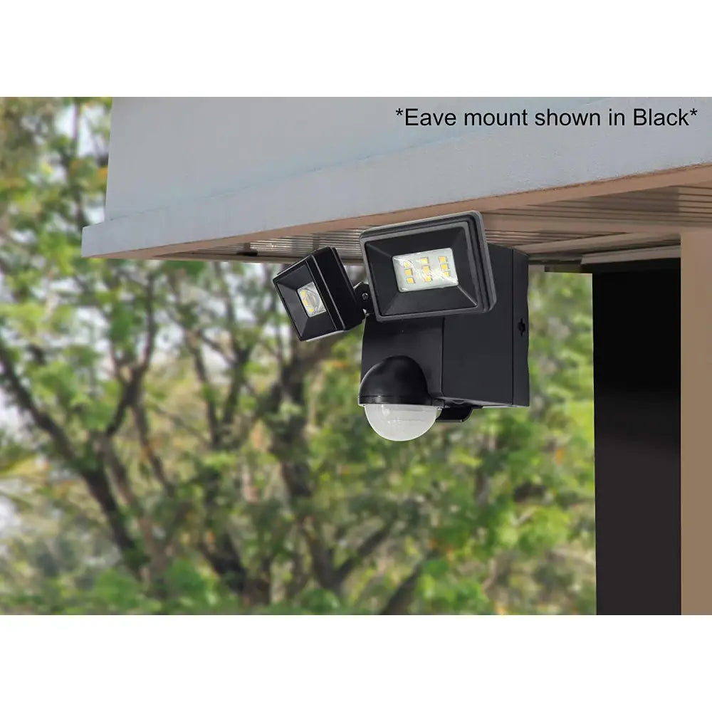 Black dual-head iq america motion sensor light with integrated led bulbs battery operated flood light in bronze