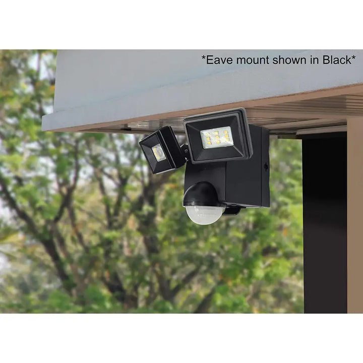 Black dual-head iq america motion sensor light with integrated led bulbs battery operated flood light in bronze