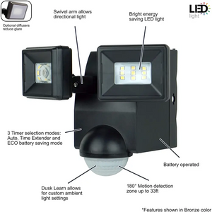 IQ America LED Motion Security Flood Light Battery-Powered Universal Mount 700 Lumen Closet Shed Storage Attic Workshop