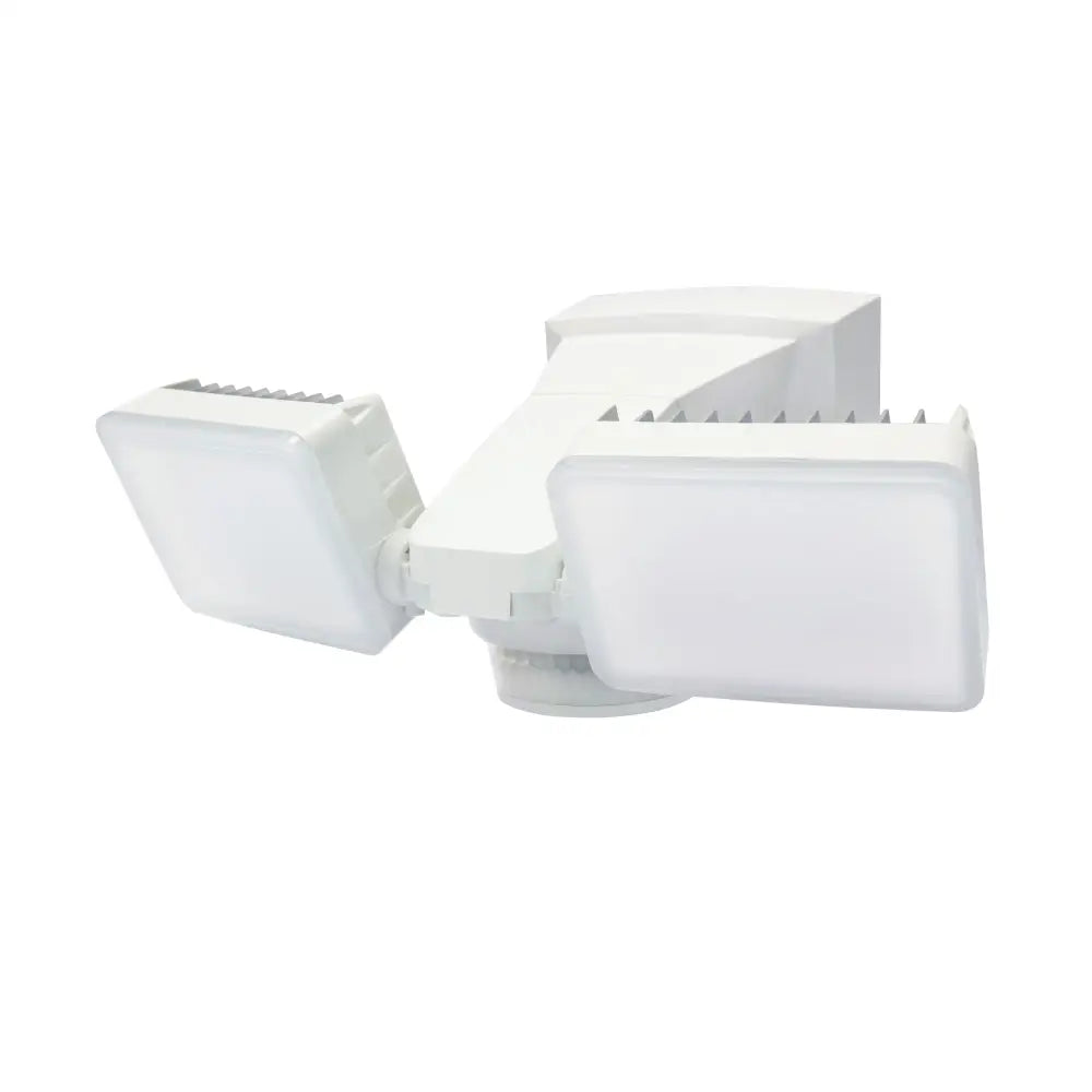Iq america white LED outdoor security flood light with two adjustable heads and motion sensor for enhanced outdoor security