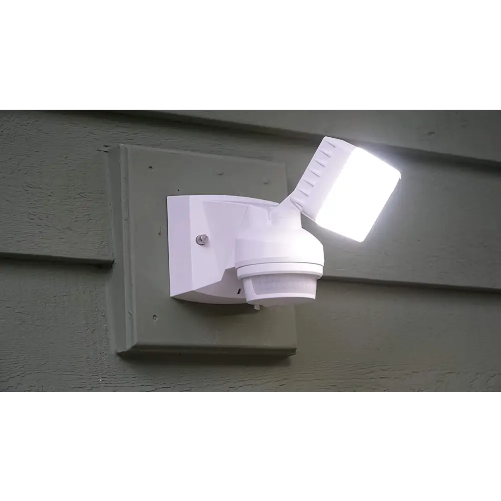 IQ America LM1801WH Motion Security Flood Light 1600 Lumen LED Wall Eave or Soffit Universal Mt Shed Storage Attic