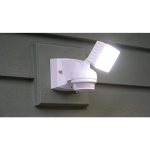IQ America LM1801WH Motion Security Flood Light 1600 Lumen LED Wall Eave or Soffit Universal Mt Shed Storage Attic