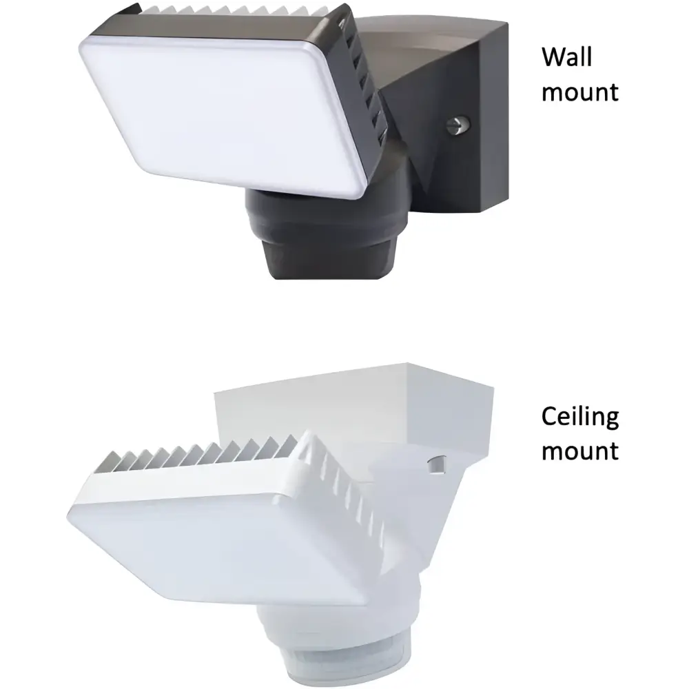 IQ America LM1801WH Motion Security Flood Light 1600 Lumen LED Wall Eave or Soffit Universal Mt Shed Storage Attic