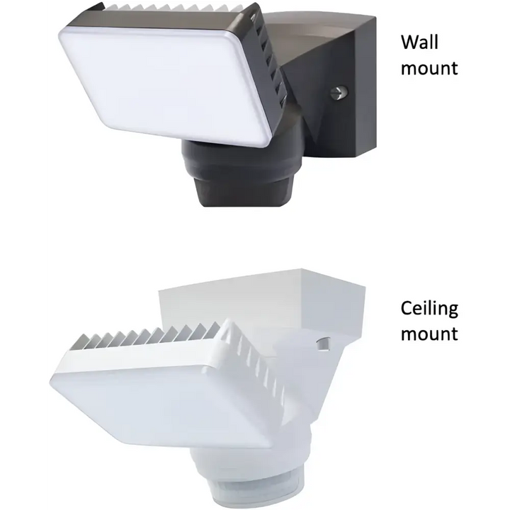 IQ America LM1801WH Motion Security Flood Light 1600 Lumen LED Wall Eave or Soffit Universal Mt Shed Storage Attic