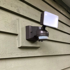 IQ America Motion Security Flood Light 1600 Lumen LED Outdoor Wall Eave or Soffit Universal Mt Shed Storage Attic
