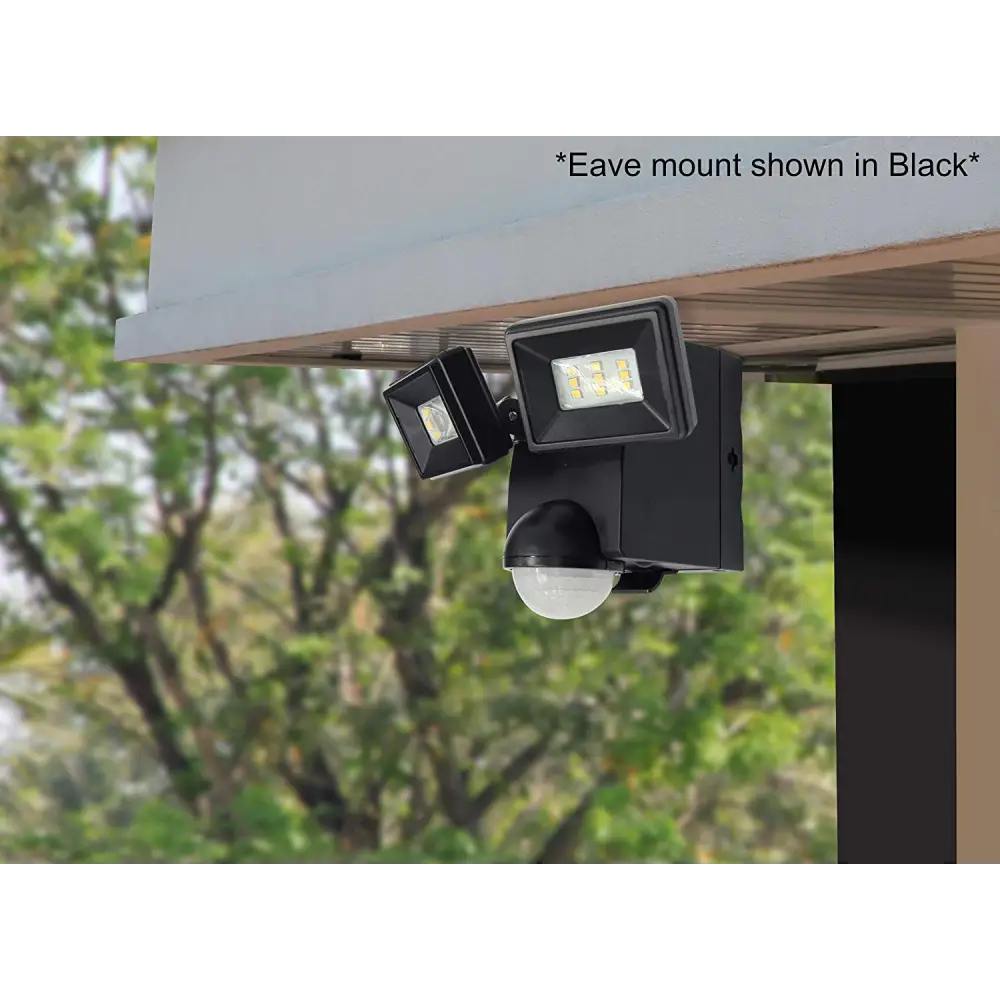 IQ America Motion Security Flood Light Battery-Powered 700 Lumen LED Eave Soffit or Wall Mt Shed Storage Attic Garage