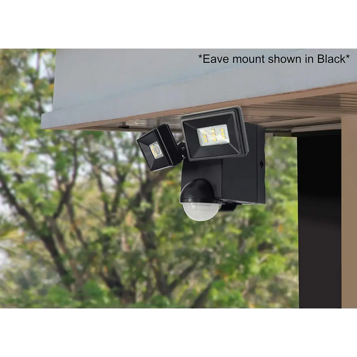 IQ America Motion Security Flood Light Battery-Powered 700 Lumen LED Eave Soffit or Wall Mt Shed Storage Attic Garage