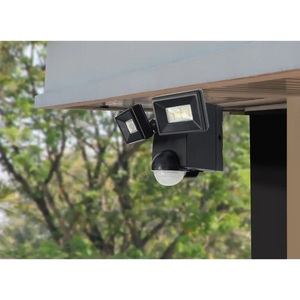IQ America Motion Security Flood Light Battery-Powered 700 Lumen LED Eave Soffit or Wall Mt Shed Storage Attic Garage