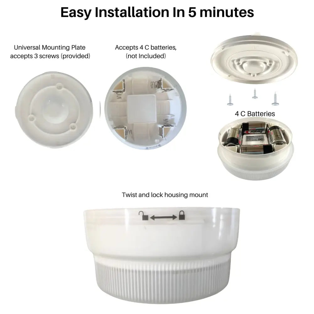 Iq america battery operated motion sensor led light white plastic ceiling light with textured base and screw mount