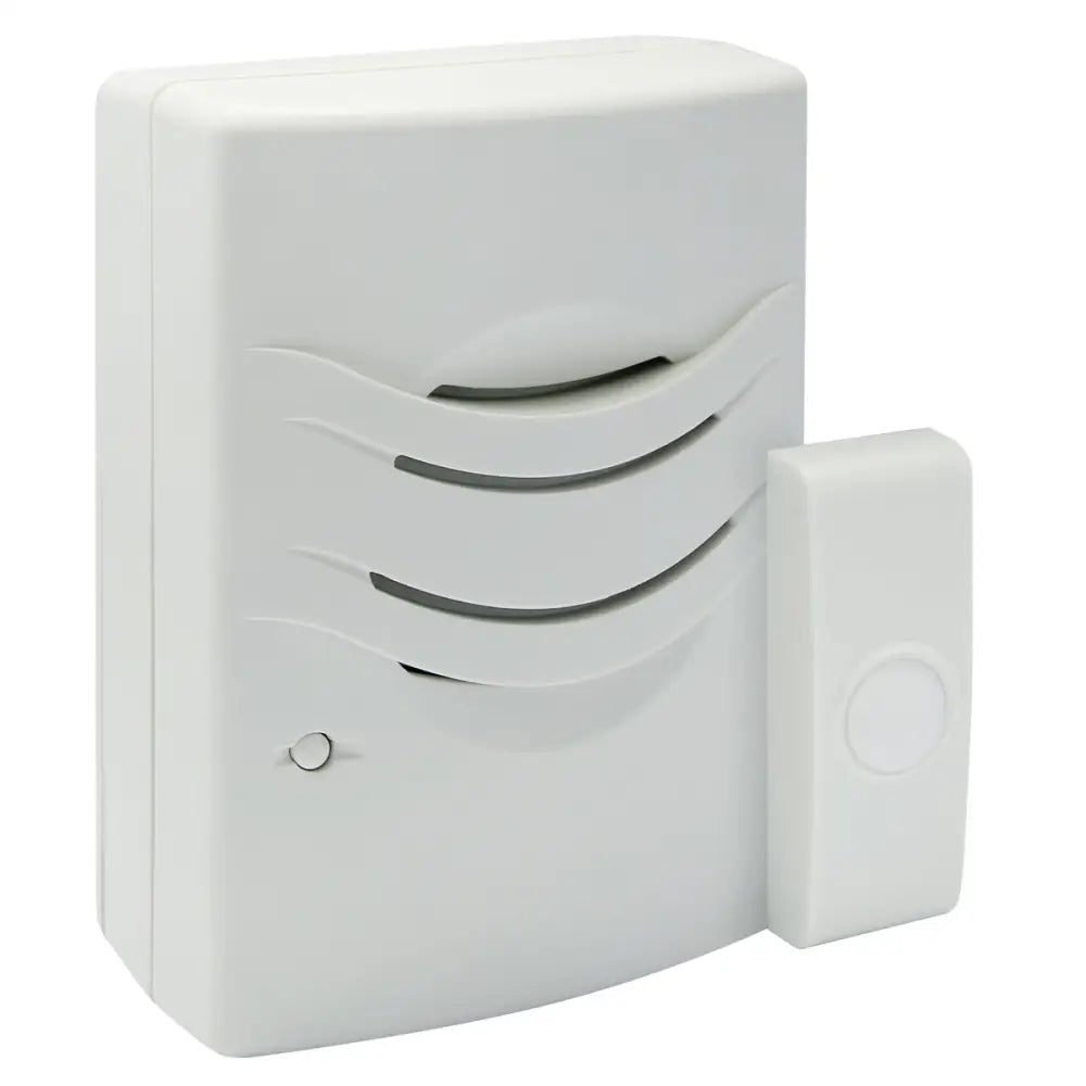 IQ America Portable Wireless Battery-Powered Door Chime Door Bell 1 Pushbutton 2 Melody Notes 100 foot Range White