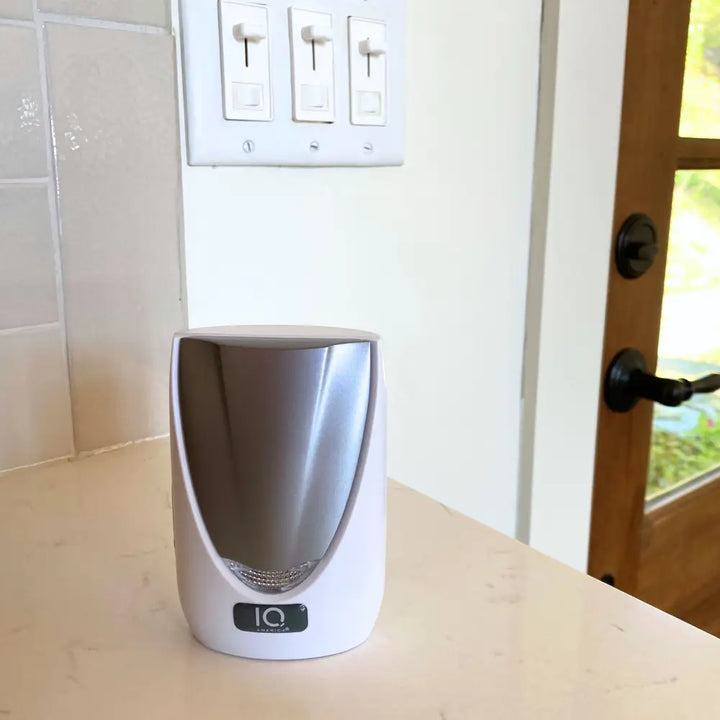 Iq america silver and white wireless portable door chime with dual buttons sleek modern battery powered wireless doorbell
