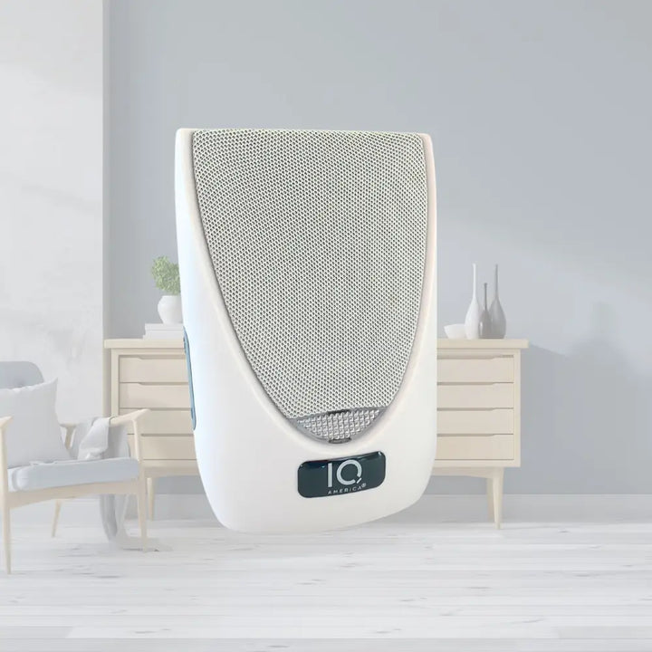 White iq america wireless portable door bell chime kit with silver mesh speaker and battery powered wireless design