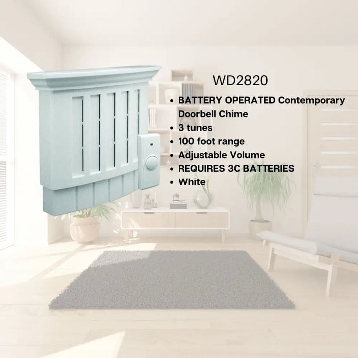 IQ America Wireless Battery-Powered Greek Style Door Bell 1 Pushbutton 3 Melody Notes Westminster Chime Volume Control