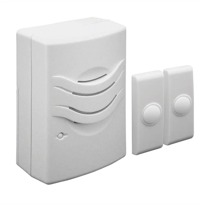 IQ America Wireless Plugin Door Chime Door Bell 2 PushButtons 2 Melody Notes 100 foot Range White - Plug in Door Bell