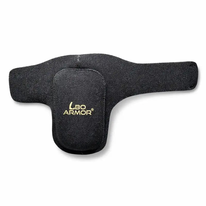 LBO Armor elbow pad: black wrist support with textured finish, gold logo