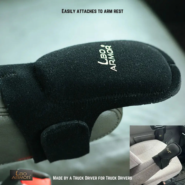 LBO Armor elbow pad with black textured cushion and white branding