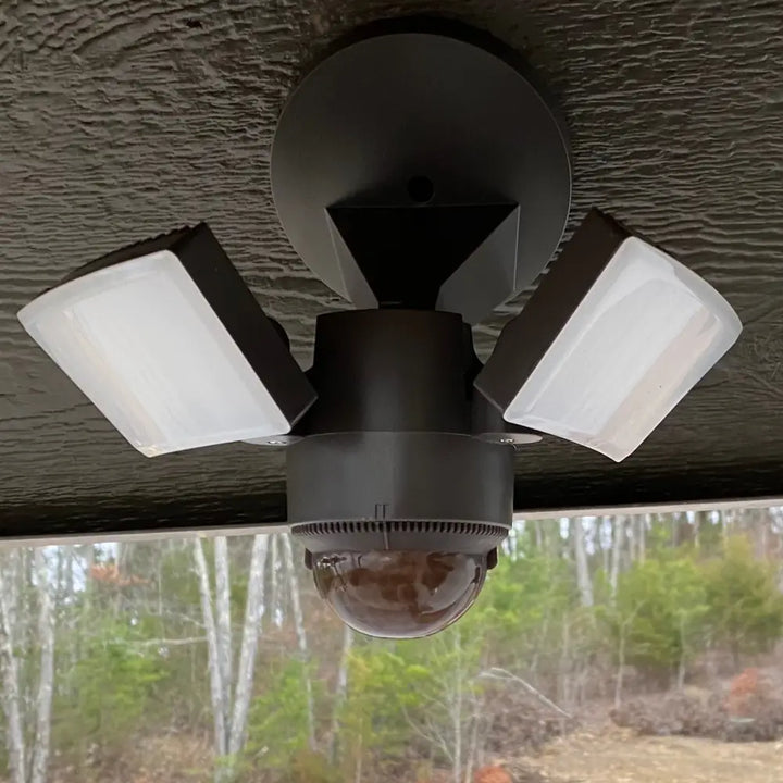 LED Outdoor Motion Sensor Security Floodlight 1100 Lumens 180deg Detection Weatherproof Design Versatile Eave or Wall