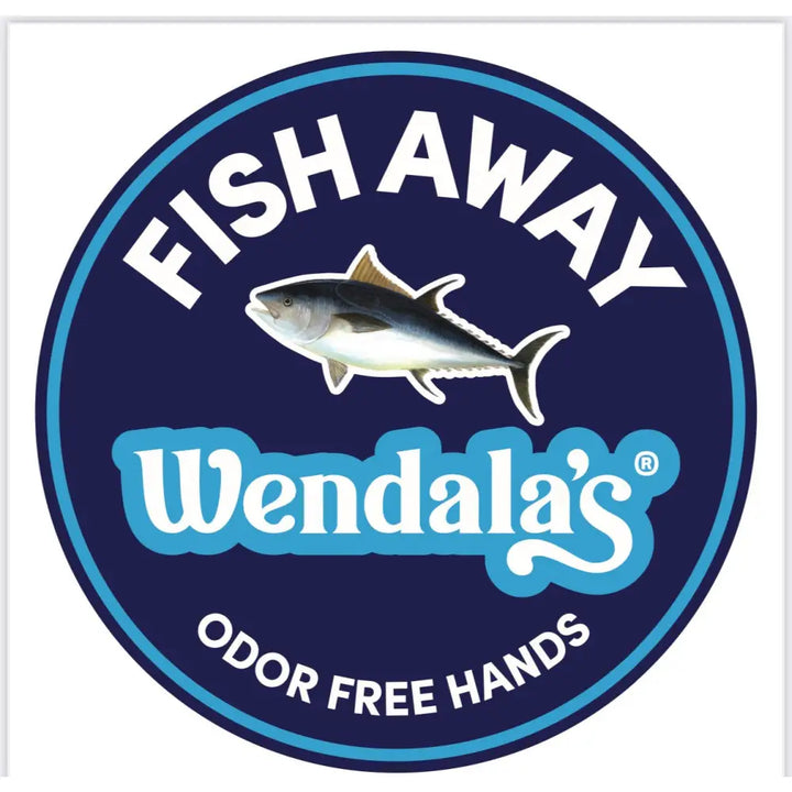 Wendala lemon clove natural sugar scrub logo with stylized tuna on navy background for cooking odors and exfoliating hands