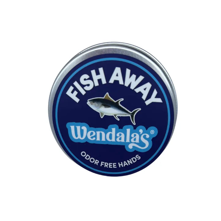 Blue circular tin with silver lid wendala lemon clove natural sugar scrub for cooking odors and fish away angler hand scrub