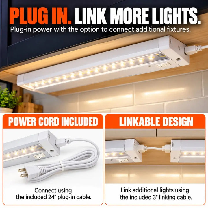 Plug-In Power Connector Cable for Linkable Undercabinet Light - 24-inch