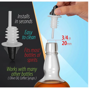 Pouro Bottle Pourer Spout Twist-to-Open for Oil Vinegar Liquor Wine BPA-Free Made in USA Black - Beverage Dispenser