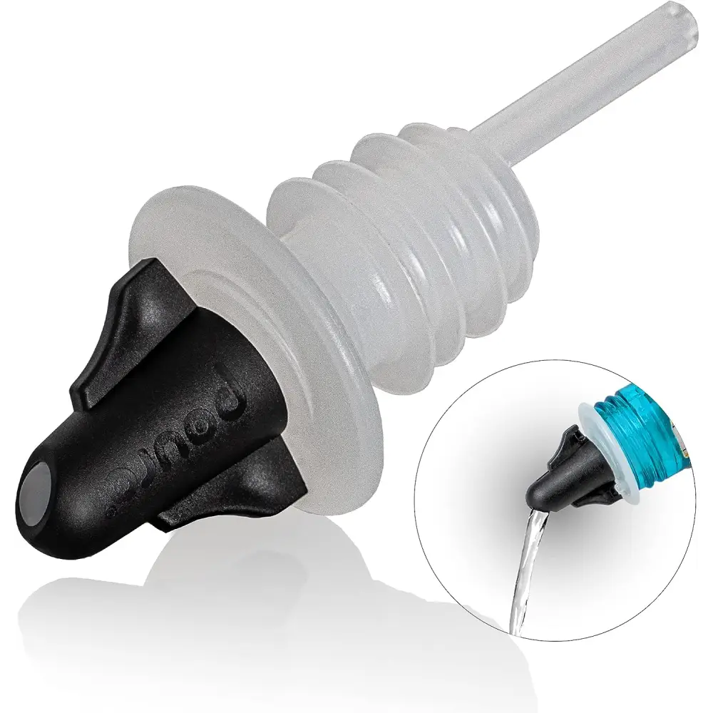 Pouro Bottle Pourer Spout Twist-to-Open for Oil Vinegar Liquor Wine BPA-Free Made in USA Black - Beverage Dispenser