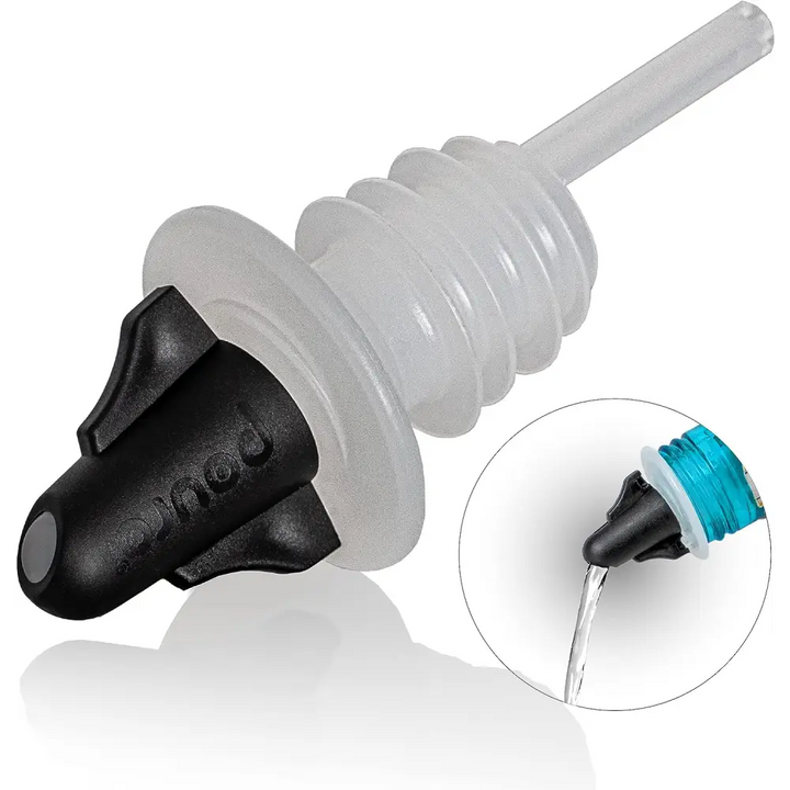 Pouro Bottle Pourer Spout Twist-to-Open for Oil Vinegar Liquor Wine BPA-Free Made in USA Black - Beverage Dispenser
