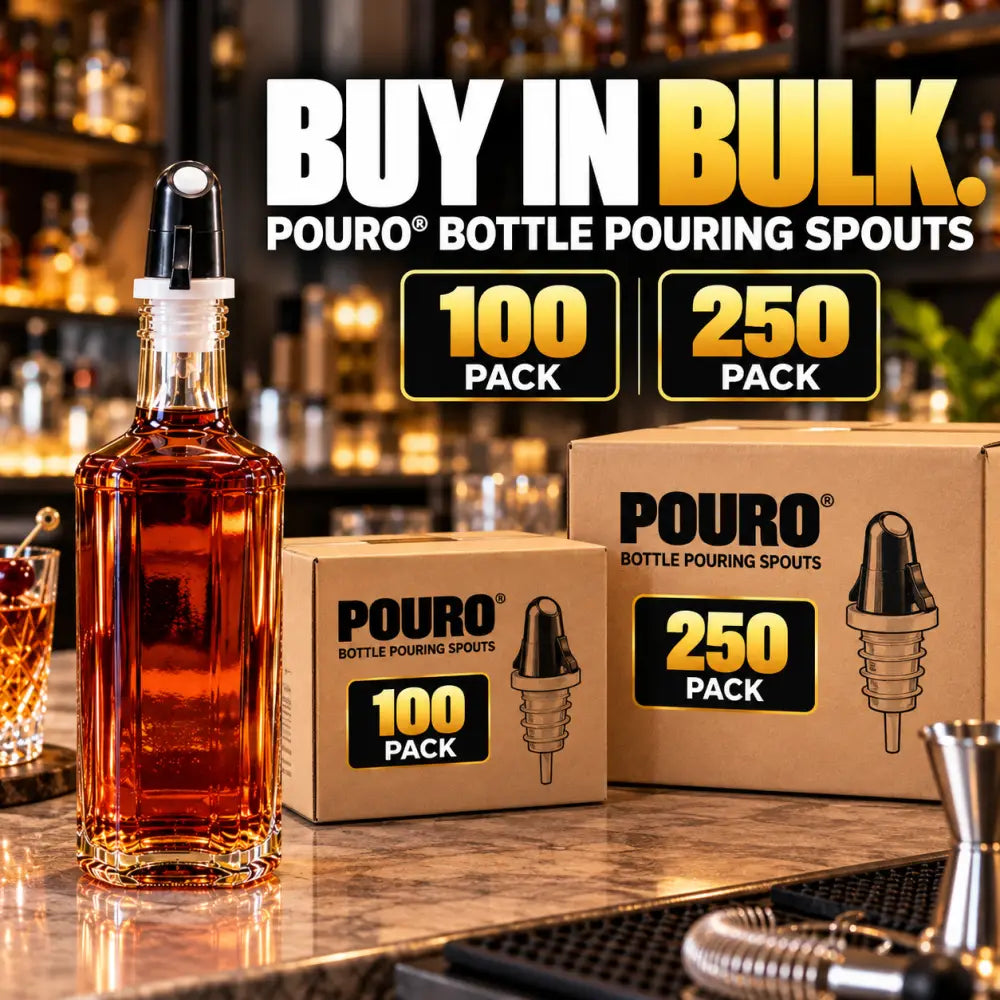 Pouro® Black Alcohol, Liquor, Mix and Syrup Bottle Pouring Spout