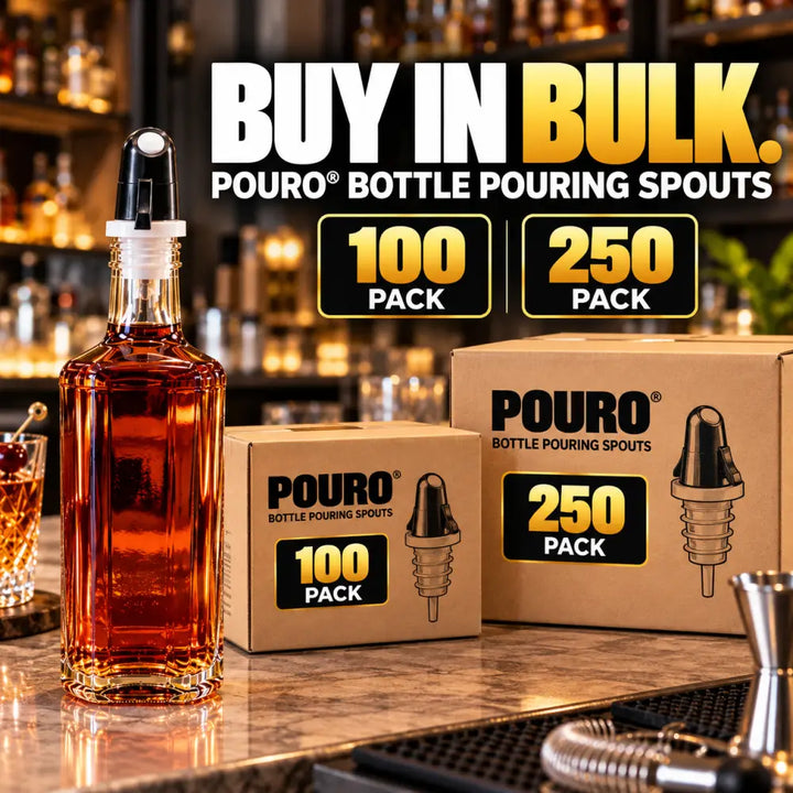 Pouro® Black Alcohol, Liquor, Mix and Syrup Bottle Pouring Spout