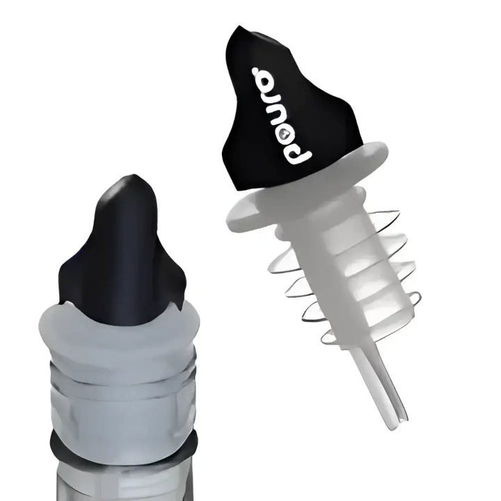 Pouro black liquor pourer spout — spring stopper bar pourer for controlled dispensing from spirits and cocktail bottles
