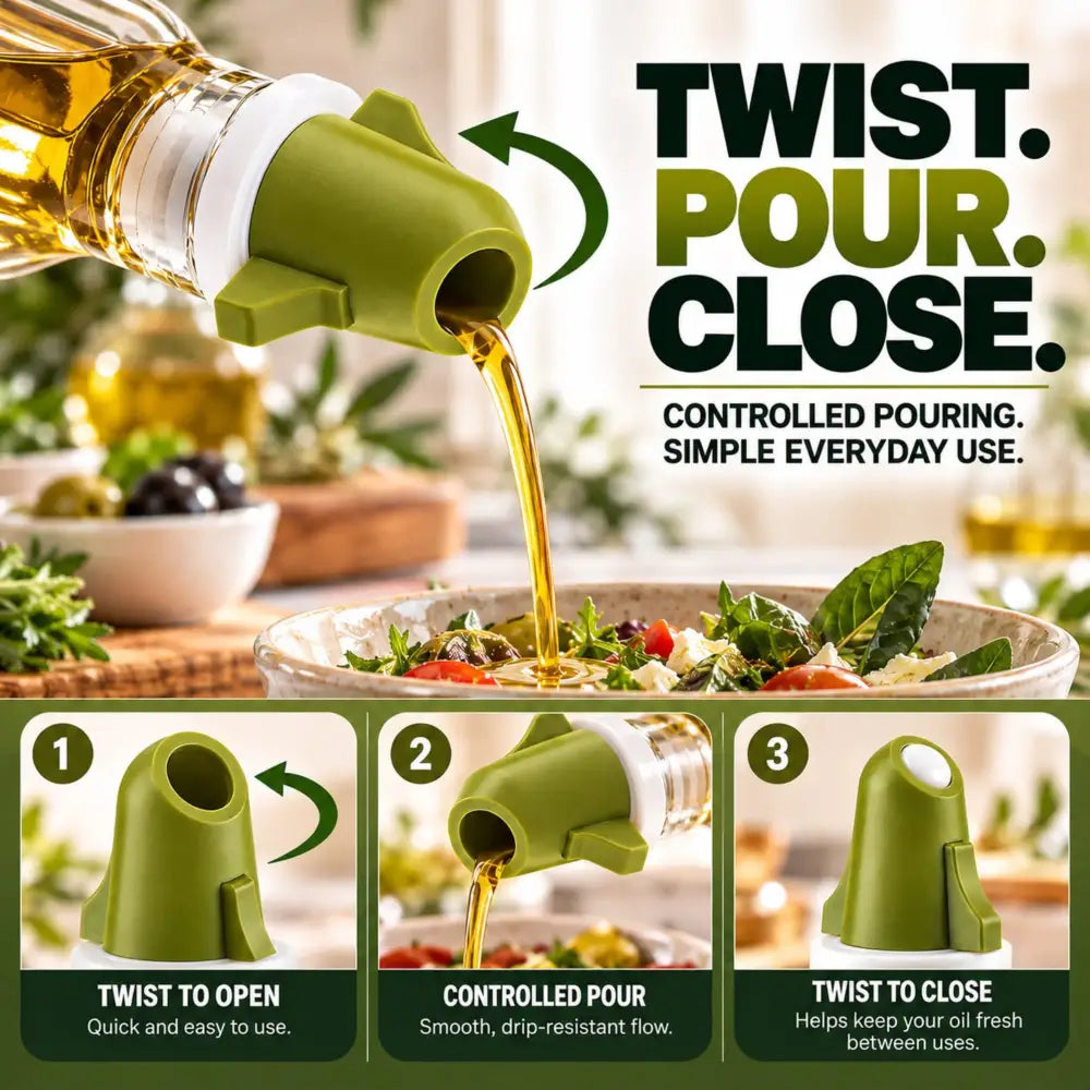 Pouro® Green Olive Oil & Vinegar Bottle Pouring Spout