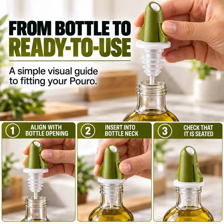 Pouro® Green Olive Oil & Vinegar Bottle Pouring Spout