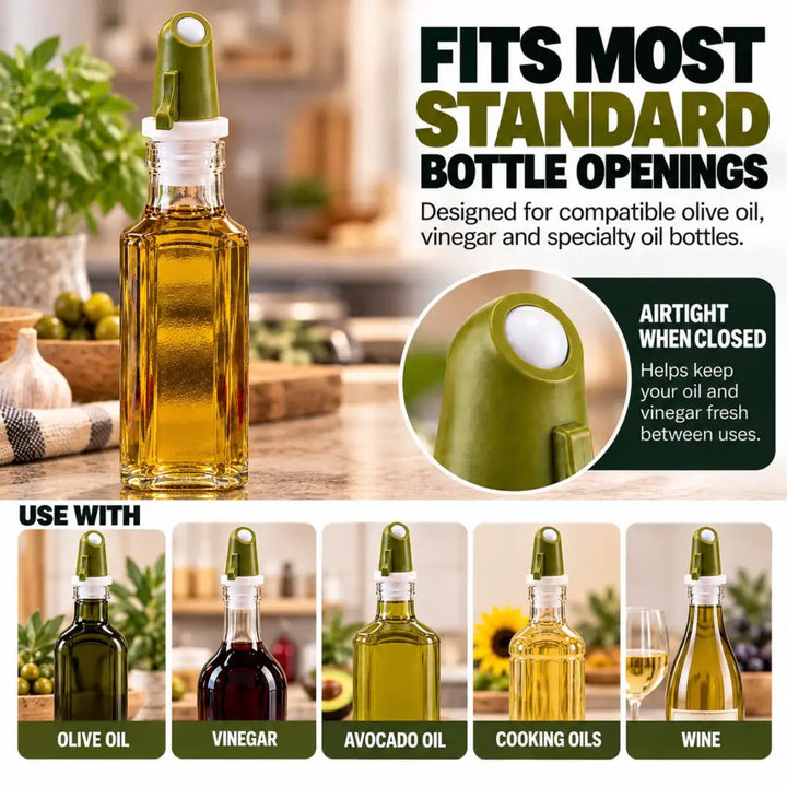 Pouro® Green Olive Oil & Vinegar Bottle Pouring Spout